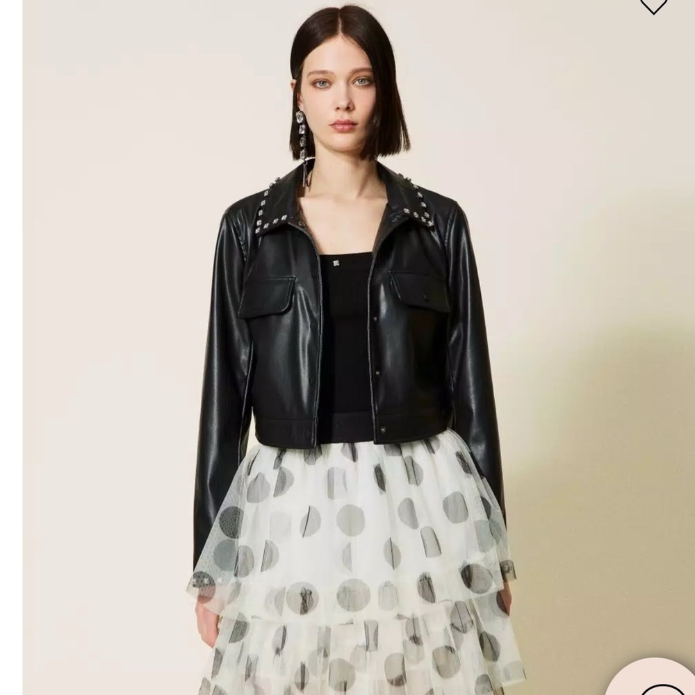 Twinset Actitude Black Faux Leather Jacket